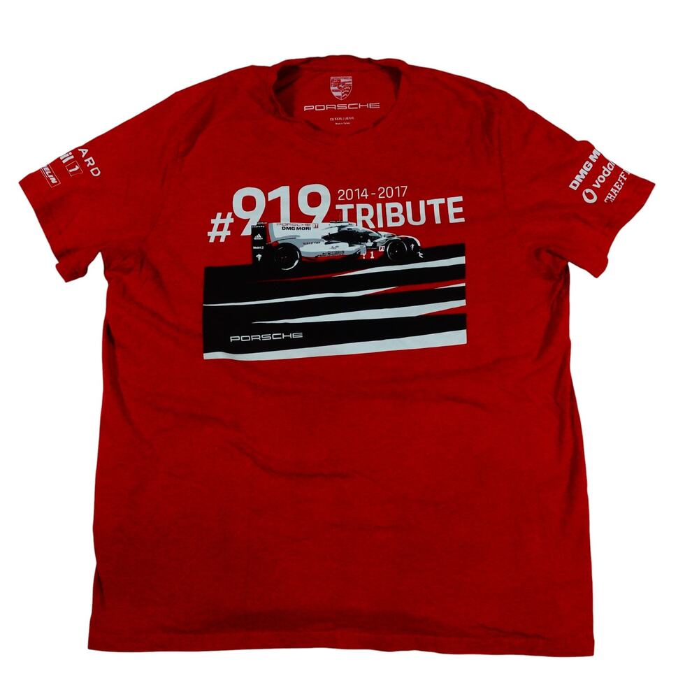 Porsche 919 2014-2017 Le Mans Tribute Red T Shirt Mens US XXL